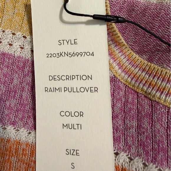 Veronica Beard Rami Pullover Sweater Small Multi Stripe Linen Cotton Ribbed $298 - Picture 5 of 6